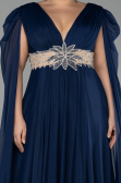 Long Navy Blue Plus Size Engagement Dress ABU4259