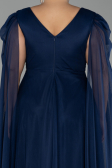 Long Navy Blue Plus Size Engagement Dress ABU4259