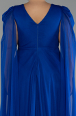 Long Sax Blue Plus Size Engagement Dress ABU4259