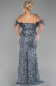 Long Anthracite Plus Size Evening Dress ABU4149