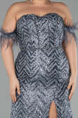 Long Anthracite Plus Size Evening Dress ABU4149