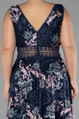 Long Navy Blue Laced Plus Size Evening Gown ABU4261