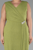 Pistachio Green Midi Oversized Evening Dress ABK1752