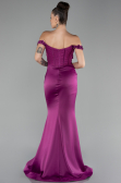 Plum Boat Neck Slit Long Prom Gown ABU4264