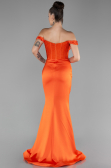 Orange Boat Neck Slit Long Prom Gown ABU4264