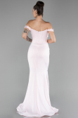 Powder Color Boat Neck Slit Long Prom Gown ABU4264