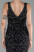 Black Sleeveless Stoned Long Plus Size Prom Gown ABU4007