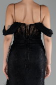 Black Slit Underwire Long Lace Evening Gown ABU4270