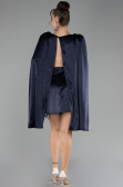 Navy Blue Cape Open Back Short Party Dress ABK2152