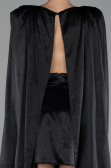 Black Cape Open Back Short Party Dress ABK2152