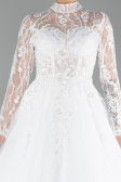White Laced Long Sleeve Helen Wedding Dress ABU4290