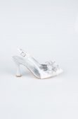 Silver Satin Evening Shoe MJS4100