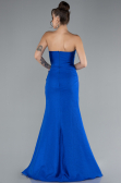 Sax Blue Strapless Slit Long Prom Gown ABU4247