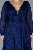Sax Blue Long Plus Size Evening Dress ABU3154
