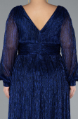Sax Blue Long Plus Size Evening Dress ABU3154