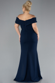Navy Blue Long Plus Size Evening Dress ABU3172