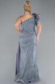 Grey One Shoulder Glitter Long Plus Size Evening Gown ABU4060