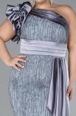 Grey One Shoulder Glitter Long Plus Size Evening Gown ABU4060