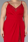 Red Straps Long Plus Size Evening Gown ABU4300