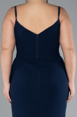 Navy Blue Straps Long Plus Size Evening Gown ABU4300