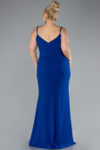Sax Blue Straps Long Plus Size Evening Gown ABU4300