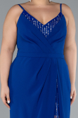 Sax Blue Straps Long Plus Size Evening Gown ABU4300