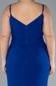 Sax Blue Straps Long Plus Size Evening Gown ABU4300