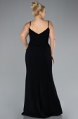 Black Straps Long Plus Size Evening Gown ABU4300