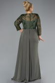Olive Drab Stoned Capri Sleeve Slit Chiffon Plus Size Evening Gown ABU4294