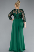 Emerald Green Stoned Capri Sleeve Slit Chiffon Plus Size Evening Gown ABU4294