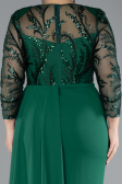 Emerald Green Stoned Capri Sleeve Slit Chiffon Plus Size Evening Gown ABU4294