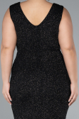 Black-Silver Midi Plus Size Evening Dress ABK1492