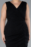 Midi Black Plus Size Evening Dress ABK1492