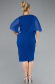 Sax Blue Midi Plus Size Evening Dress ABK1567