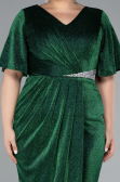 Emerald Green Midi Plus Size Cocktail Dress ABK1942