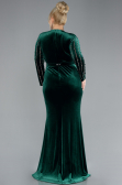 Emerald Green Stoned Long Sleeve Velvet Oversized Evening Dress ABU4277