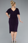 Dark Purple Short Sleeve Midi Glittery Plus Size Cocktail Dress ABK2146