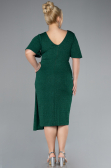 Emerald Green Short Sleeve Midi Glittery Plus Size Cocktail Dress ABK2146