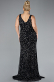 Black Sleeveless Stoned Long Plus Size Prom Gown ABU4008