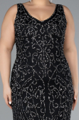 Black Sleeveless Stoned Long Plus Size Prom Gown ABU4008