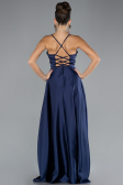 Navy Blue Long Satin Evening Dress ABU2583
