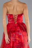 Red Strapless Long Patterned Prom Gown ABU4336