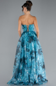 Oil Green Strapless Long Patterned Prom Gown ABU4336