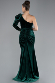 Emerald Green One Sleeve Slit Long Velvet Evening Dress ABU4338