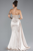 Beige Long Satin Evening Dress ABU4287