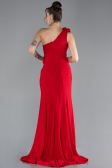 Red One Shoulder Slit Evening Gown ABU4381