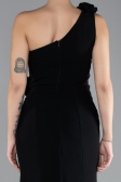 Black One Shoulder Slit Evening Gown ABU4381