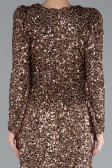 Copper Long Sleeve Slit Sequined Evening Gown ABU4329