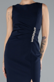 Navy Blue Sleeveless Slit Midi Party Dress ABK2169