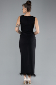 Black Sleeveless Slit Midi Party Dress ABK2169